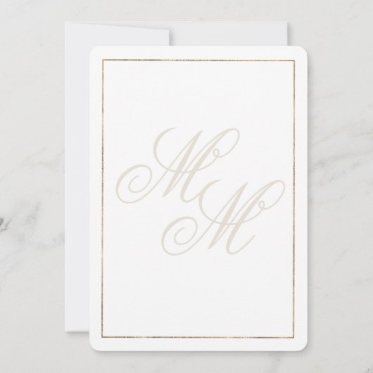Elegant witgoud monogram initialen bruiloft kaart (Achterkant)
