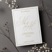 Elegant witgoud monogram initialen bruiloft kaart