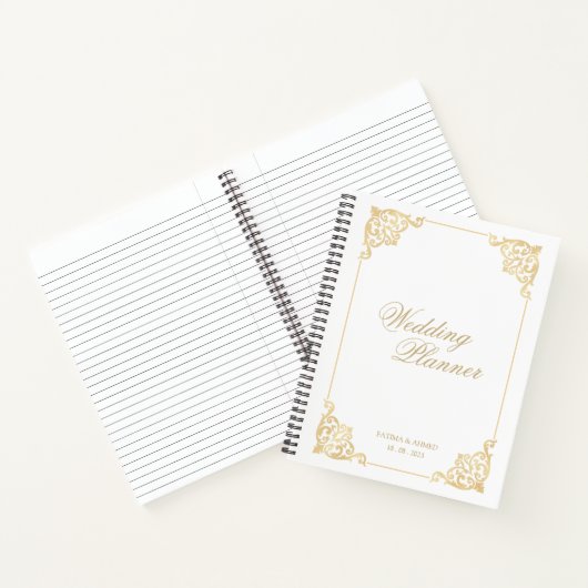 Elegant witgoud  moslim bruiloft planner notitieboek (Binnen)