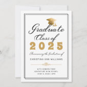 Elegant witgoud zwart afstudeerklas van 2025 aankondiging (Voorkant)