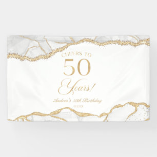 Elegant witgouden agaat 50ste verjaardagsfeest spandoek