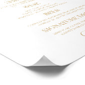 Elegant witgouden agaat feestbar menu bord poster (Hoek)