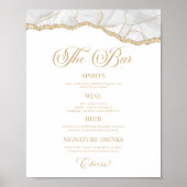 Elegant witgouden agaat feestbar menu bord poster (Voorkant)