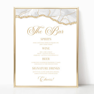 Elegant witgouden agaat feestbar menu bord poster