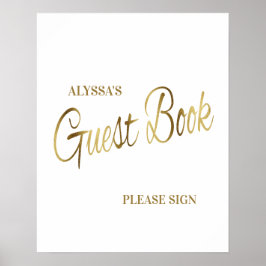 Elegant Witgouden Babyshower Gastboek Poster