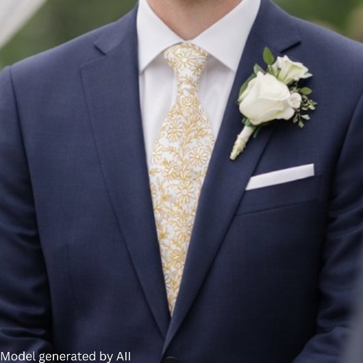 Elegant witgouden bloempatroon stropdas