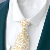 Elegant witgouden bloempatroon stropdas