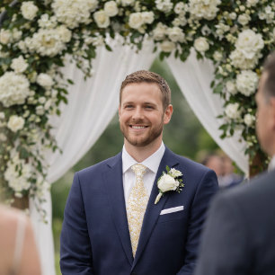 Elegant witgouden bloempatroon stropdas