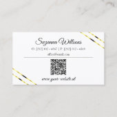 Elegant witgouden lijnen en QR-code Visitekaartje (Achterkant)