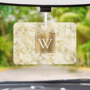 Elegant witgouden marmeren monogram luchtverfrisser