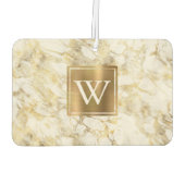 Elegant witgouden marmeren monogram luchtverfrisser (Achterkant)