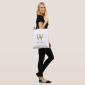 Elegant Witgouden Meisjesachtige Verpersoonlijkte  Tote Bag (Op model)
