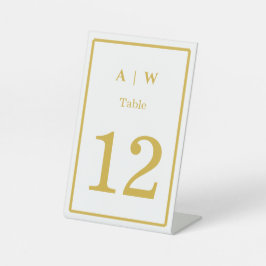 Elegant witgouden minimalistisch tafelnummer voor reclamebord met voetstuk
