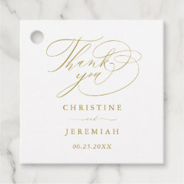 Elegant witgouden script minimalistische bruiloft bedankjes labels