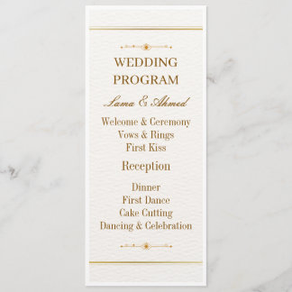Elegant Witgouden Trouwprogramma | Luxe Trouwen Programmakaart