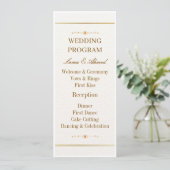 Elegant Witgouden Trouwprogramma | Luxe Trouwen Programmakaart (Staand voorkant)