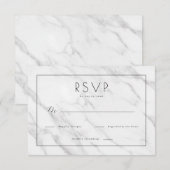 Elegant Witmarmer RSVP Kaartje (Voorkant / Achterkant)