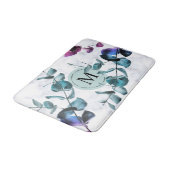 Elegant witmarmeren eucalyptusbladmonogram badmat (Gekanteld)
