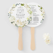 Elegant Witroze Bruidsboeket Rozen Huwelijksprogra Handwaaier (Voorkant en achterkant)