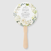 Elegant Witroze Bruidsboeket Rozen Huwelijksprogra Handwaaier (Voorkant)
