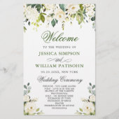 Elegant witroze trouwceremonieprogramma (Voorkant)