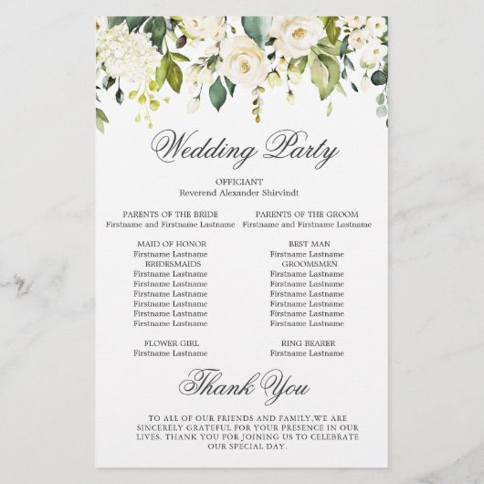 Elegant witroze trouwceremonieprogramma (Achterkant)