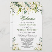 Elegant witroze trouwceremonieprogramma (Voorkant / Achterkant)