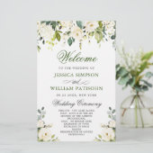 Elegant witroze trouwceremonieprogramma (Staand voorkant)