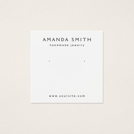 Elegant witte aangepaste logo-oorenkaart vierkante visitekaartjes (Voorkant)