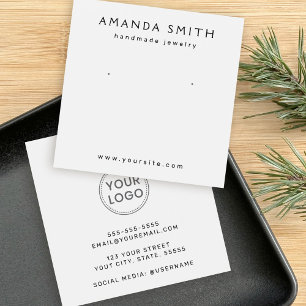 Elegant witte aangepaste logo-oorenkaart vierkante visitekaartjes