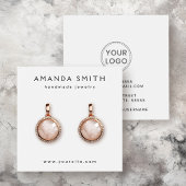 Elegant witte aangepaste logo-oorenkaart vierkante visitekaartjes