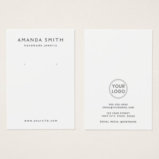 Elegant witte aangepaste logo-oorenkaart visitekaartje (Voorkant /achterkant)