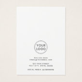 Elegant witte aangepaste logo-oorenkaart visitekaartje (Achterkant)