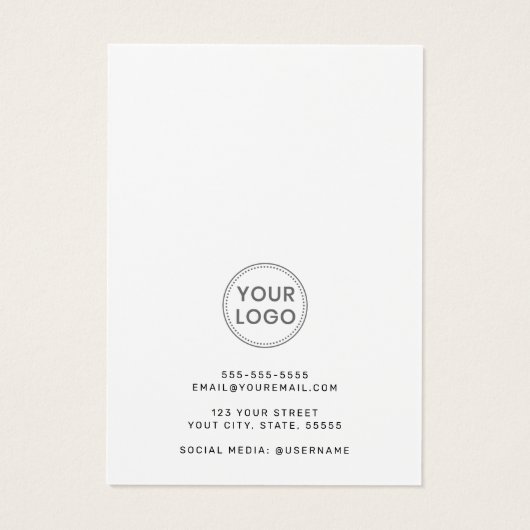 Elegant witte aangepaste logo-oorenkaart visitekaartje (Achterkant)