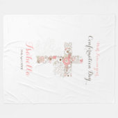 Elegant witte bevestiging florale kruis naam fleece deken (Voorkant (Horizontaal))