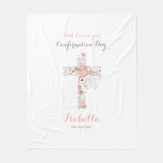 Elegant witte bevestigingsflorale kruis fleece deken (Voorkant)