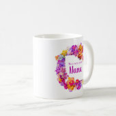 Elegant witte bloemen Nana Moederdag Koffiemok (Voorkant rechts)