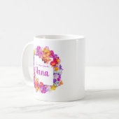 Elegant witte bloemen Nana Moederdag Koffiemok (Voorkant links)