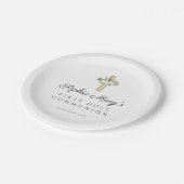 Elegant Witte Bloemenkruis Eerste Communie Papieren Bordje (Gekanteld)