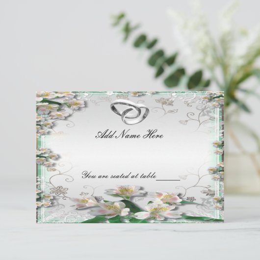 Elegant Witte Bloemstuk Tafelkaart Kaart (Staand voorkant)