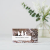 Elegant witte bomen op de schors van bruine houtko visitekaartje (Staand voorkant)