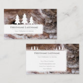 Elegant witte bomen op de schors van bruine houtko visitekaartje (Voorkant / Achterkant)