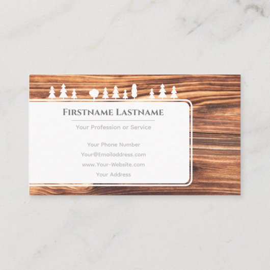 Elegant witte bomen op het bos van bruinhouwhout visitekaartje (Achterkant)