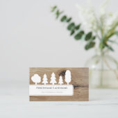 Elegant witte bomen op parket met bruinhouten graa visitekaartje (Staand voorkant)