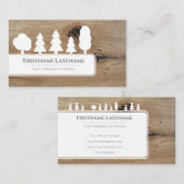 Elegant witte bomen op parket met bruinhouten graa visitekaartje (Voorkant / Achterkant)