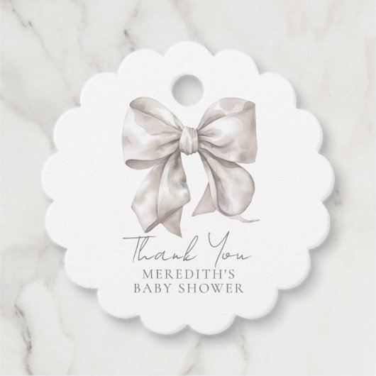 Elegant witte boog Baby shower Bedankjes Labels (Voorkant)