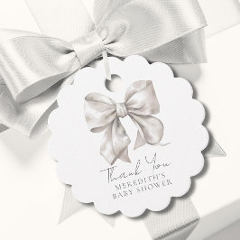 Elegant witte boog Baby shower Bedankjes Labels