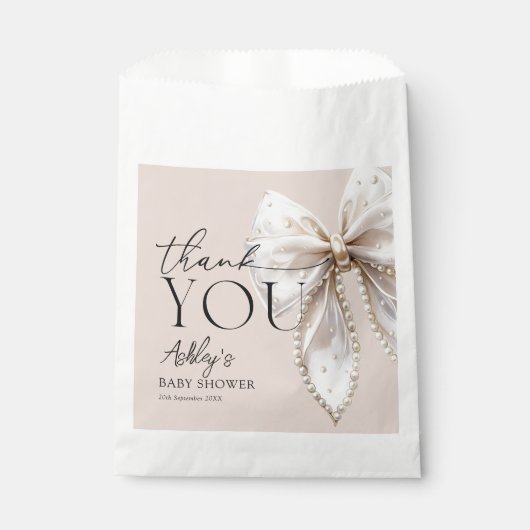 Elegant witte boog Baby shower Dank u Bedankzakje (Voorkant)