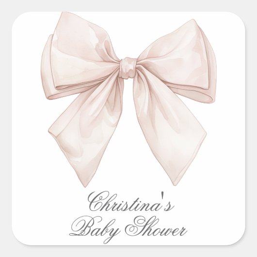 Elegant witte boog Baby shower Vierkante Sticker (Voorkant)