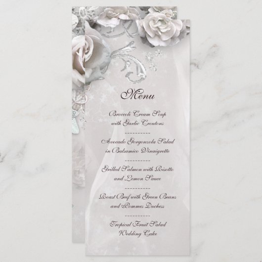 Elegant witte bruiloft menu (Voorkant / Achterkant)
